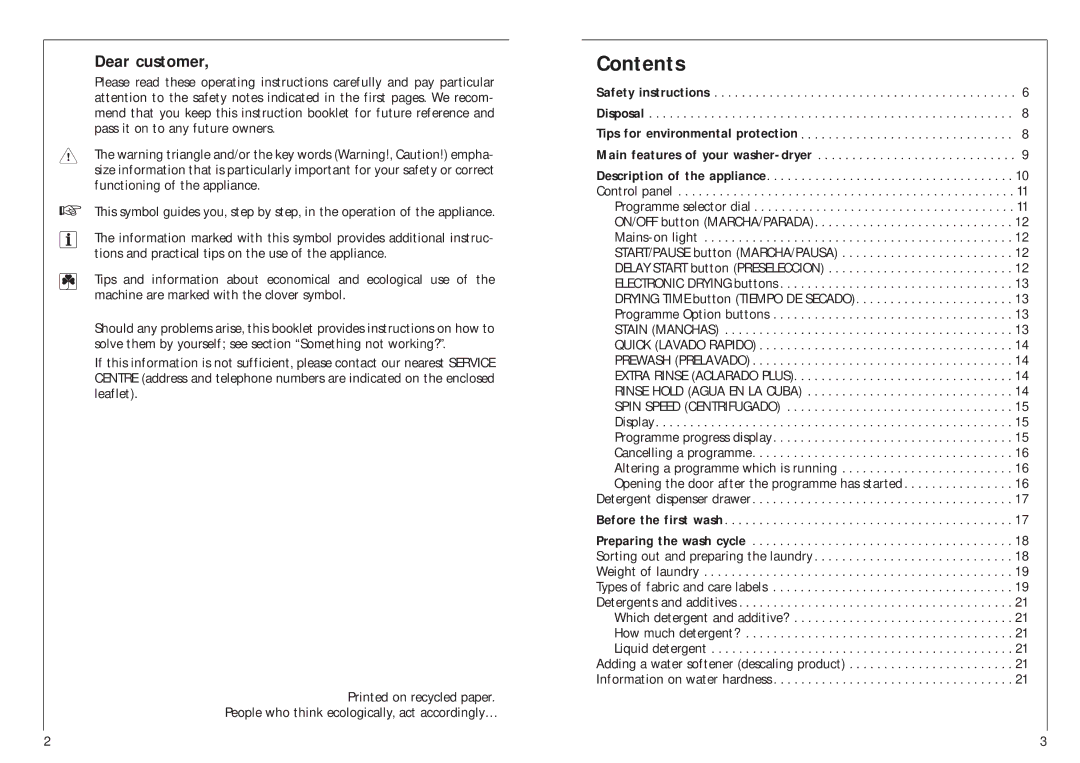 AEG 1576 T manual Contents 