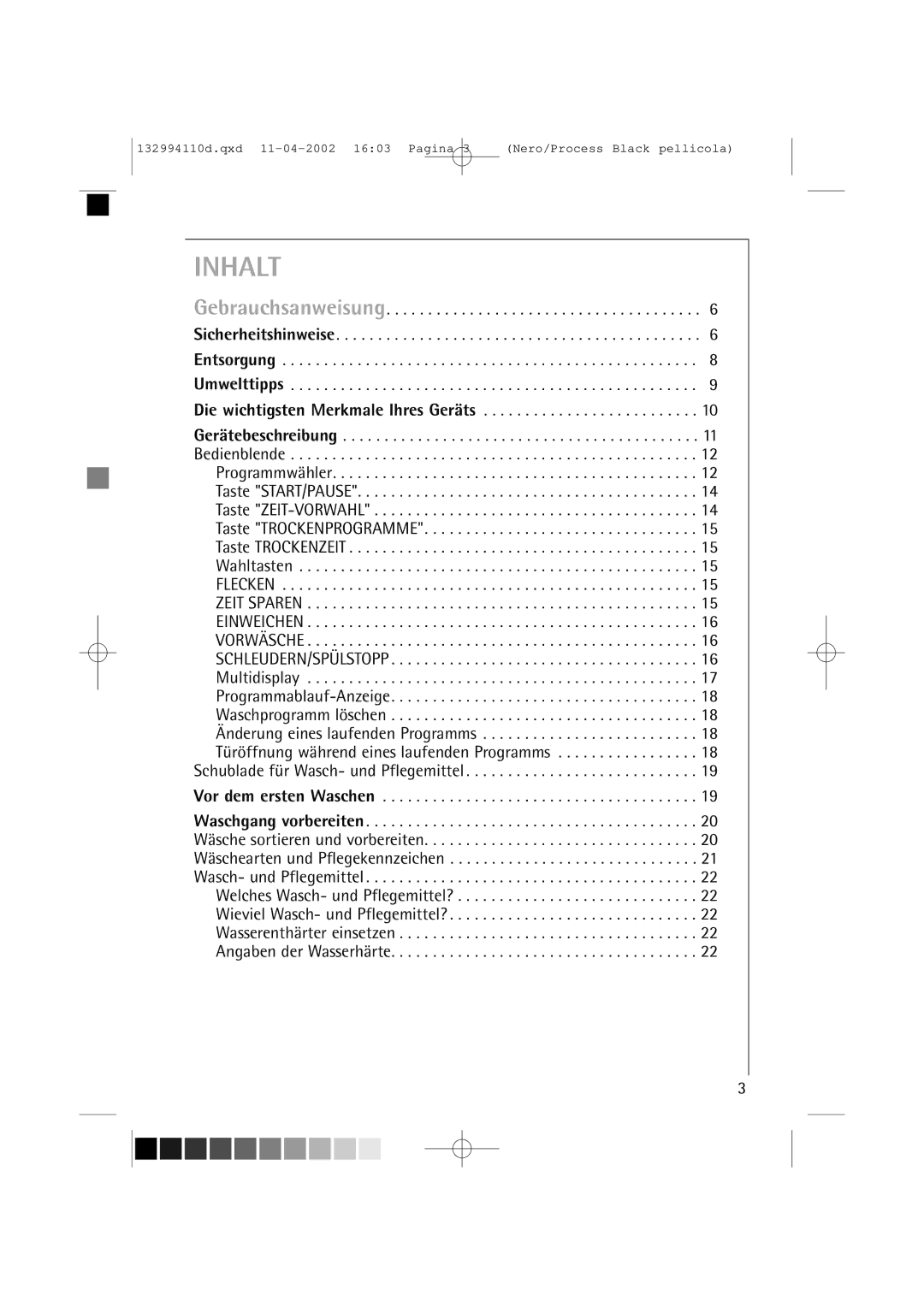 AEG 16810 manual Gebrauchsanweisung Sicherheitshinweise, Die wichtigsten Merkmale Ihres Geräts, Vor dem ersten Waschen 