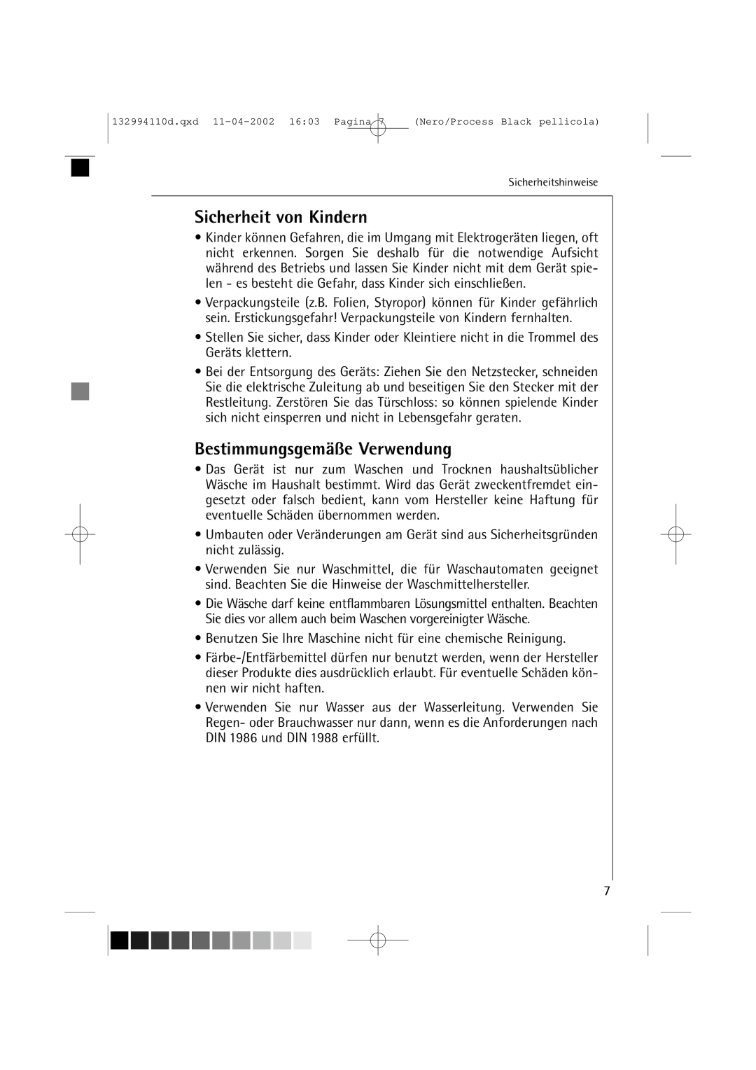 AEG 16810 manual Sicherheit von Kindern, Bestimmungsgemäße Verwendung 