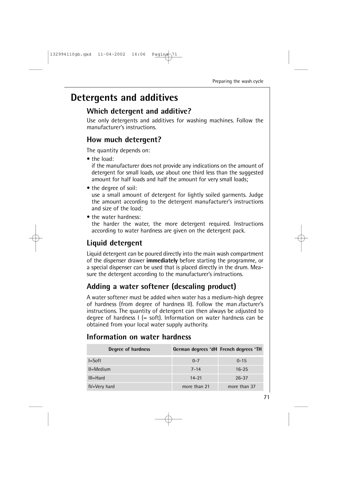 AEG 16810 manual Detergents and additives 