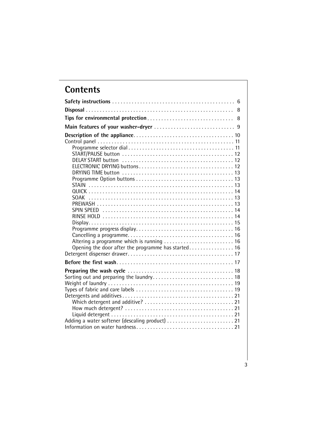 AEG 16810 manual Contents 