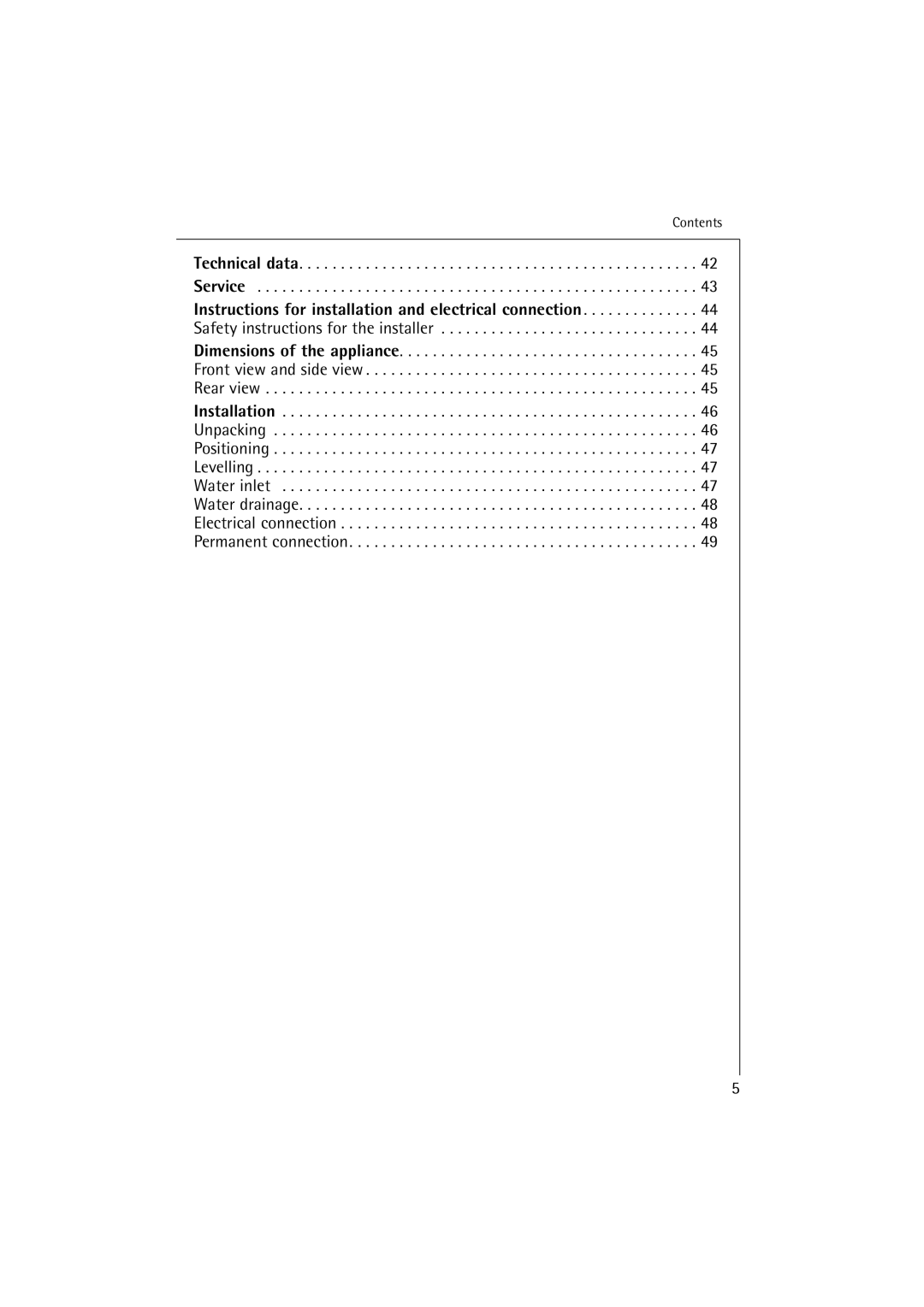 AEG 16810 manual Contents Technical data Service 