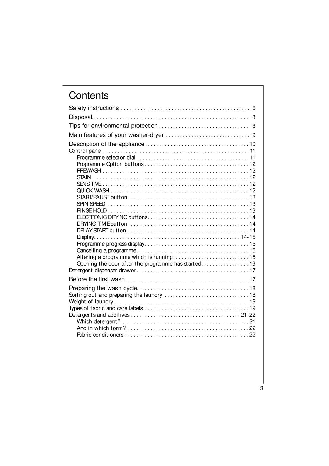 AEG 16820 manual Contents 