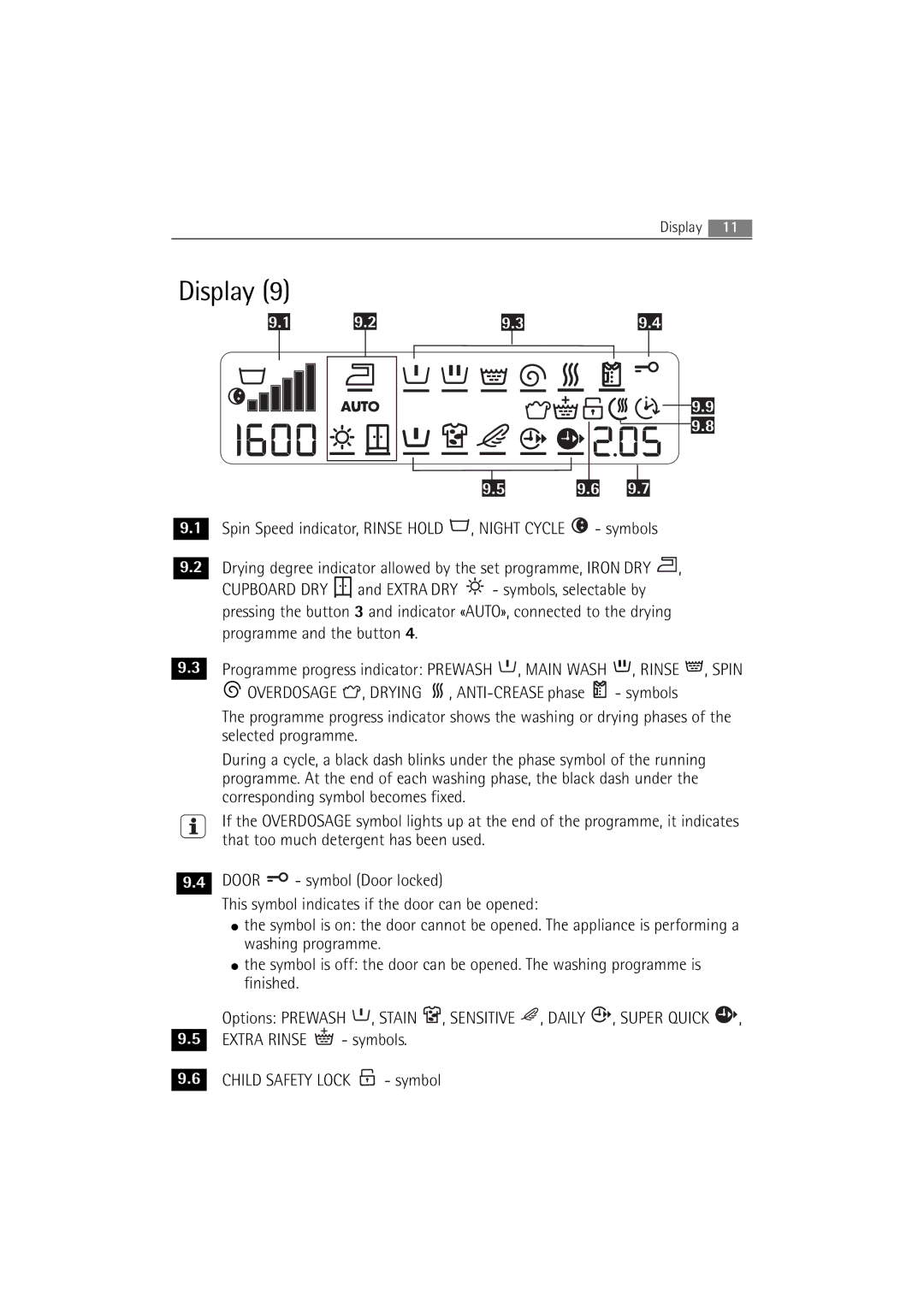 AEG 16850 user manual Display 