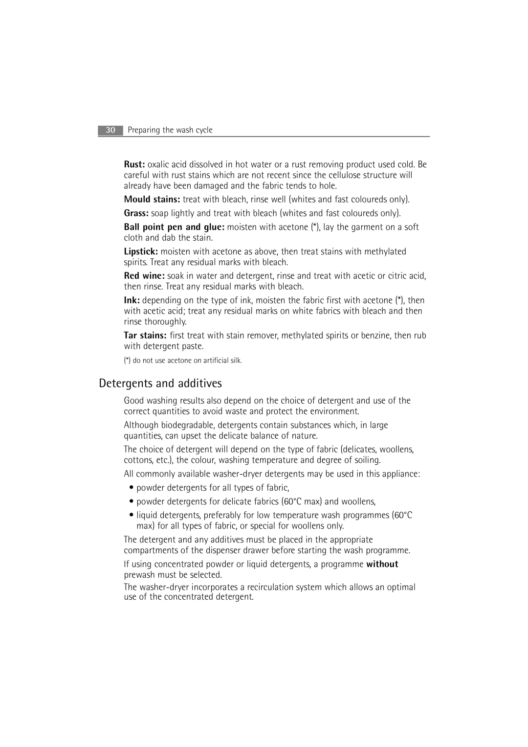 AEG 16850 user manual Detergents and additives 