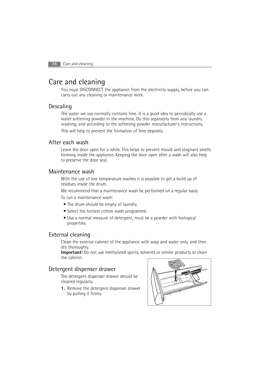 AEG 16850 user manual Care and cleaning 