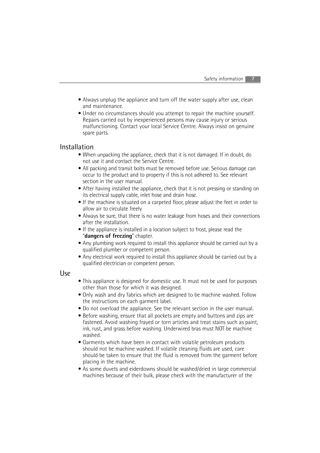 AEG 16850 user manual Installation, Use 