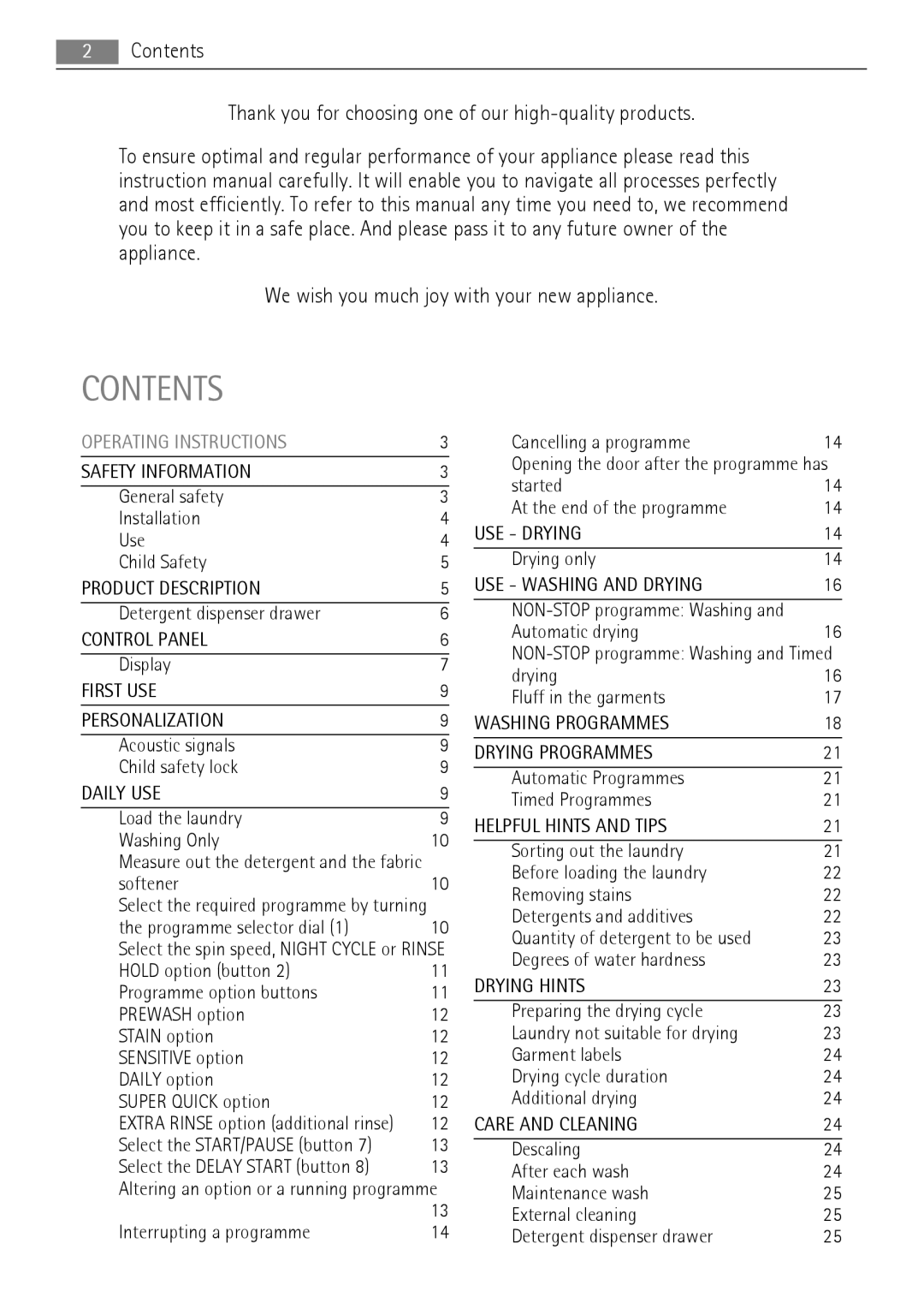 AEG 16950A3 user manual Contents 