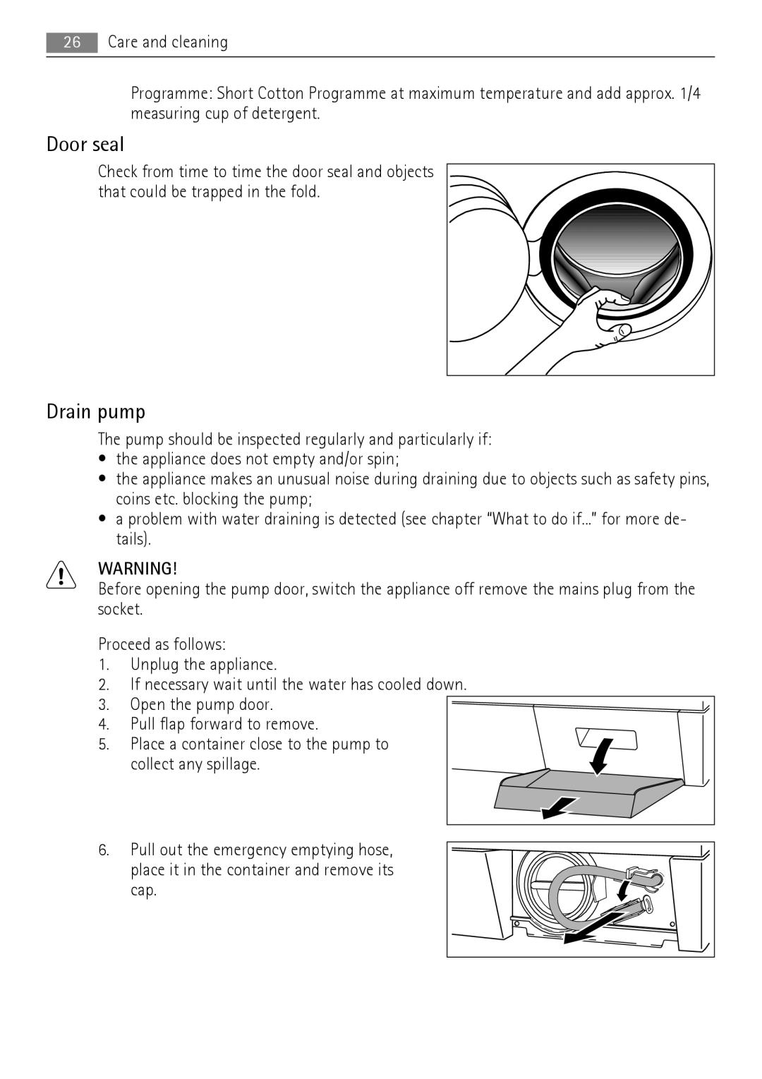 AEG 16950A3 user manual Door seal, Drain pump 