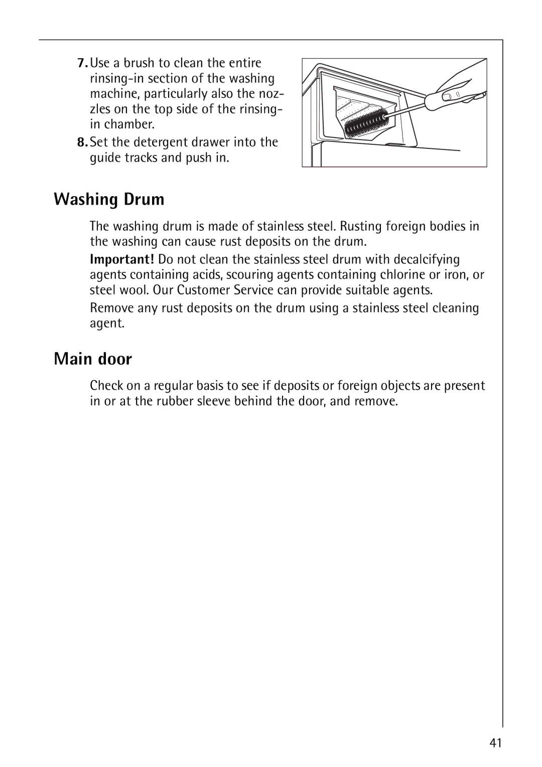 AEG 1850 manual Washing Drum, Main door 