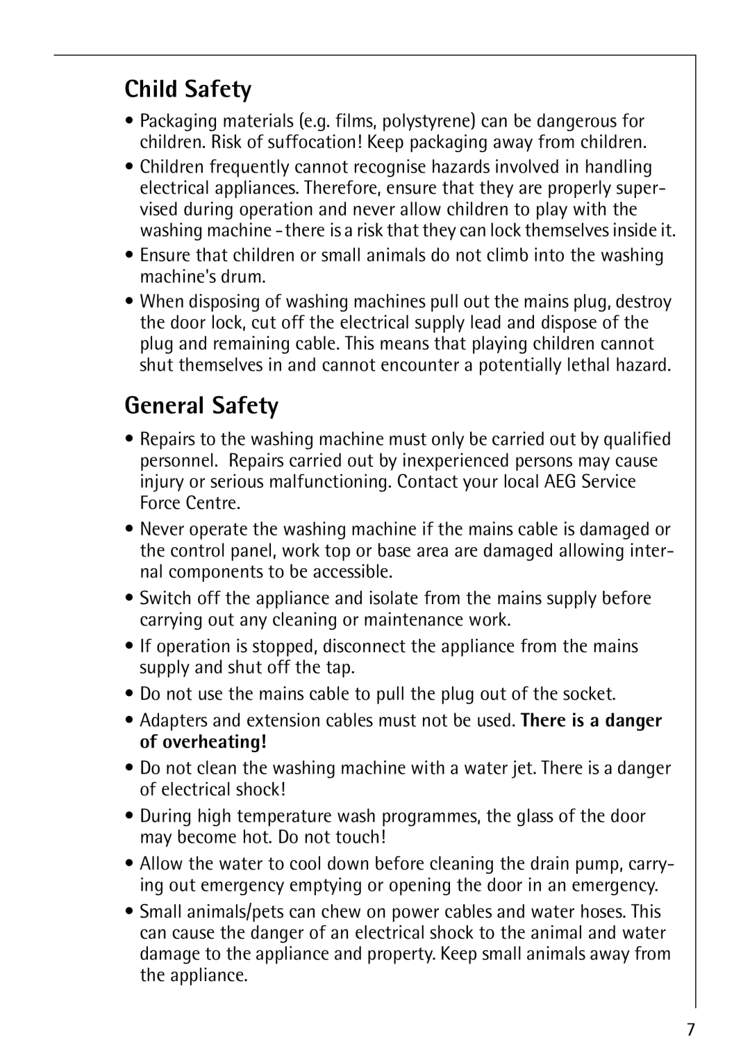 AEG 1850 manual Child Safety, General Safety 