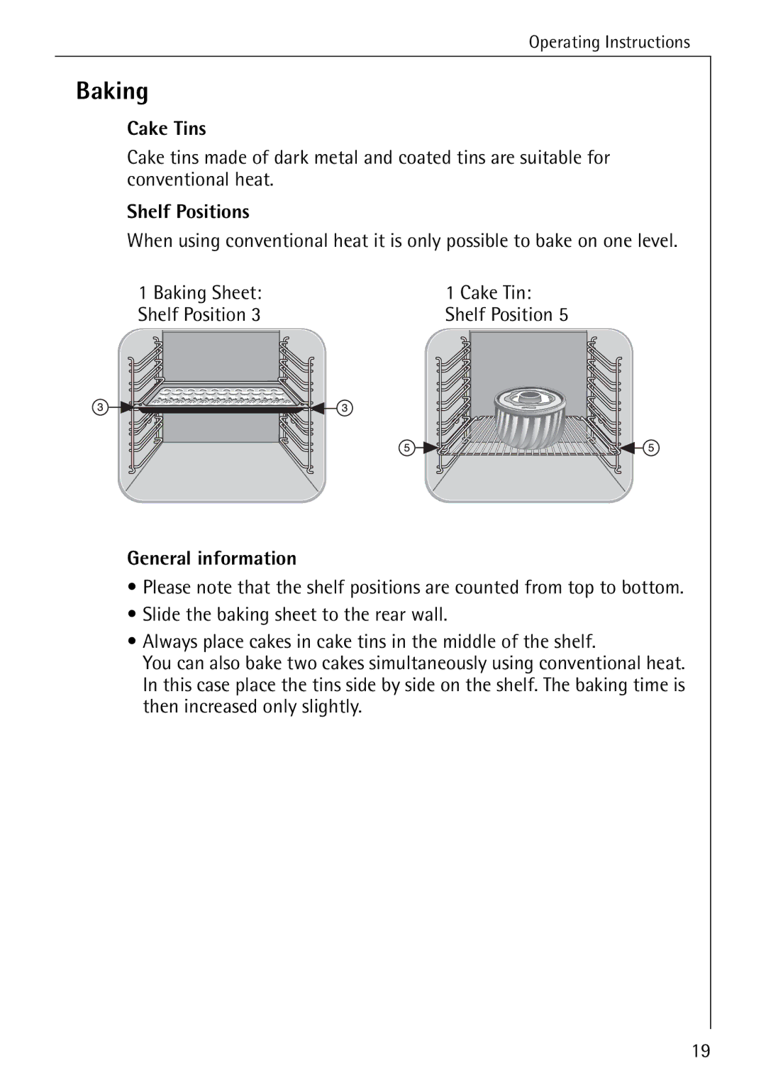 AEG 2003 F operating instructions Baking, Cake Tins, General information 