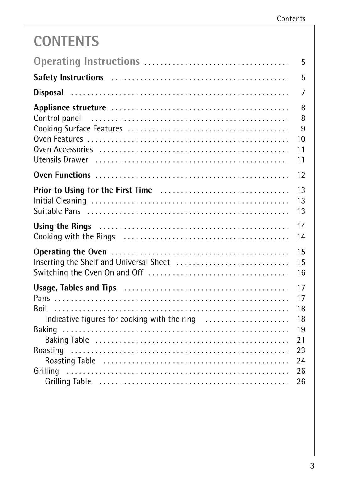 AEG 2003 F operating instructions Contents 