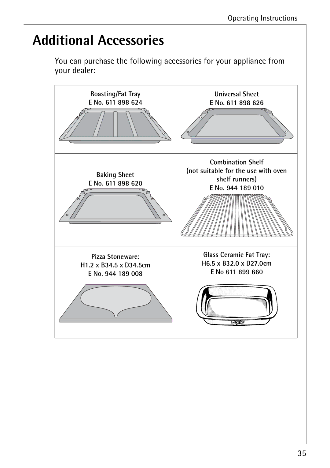 AEG 2003 F operating instructions Additional Accessories 