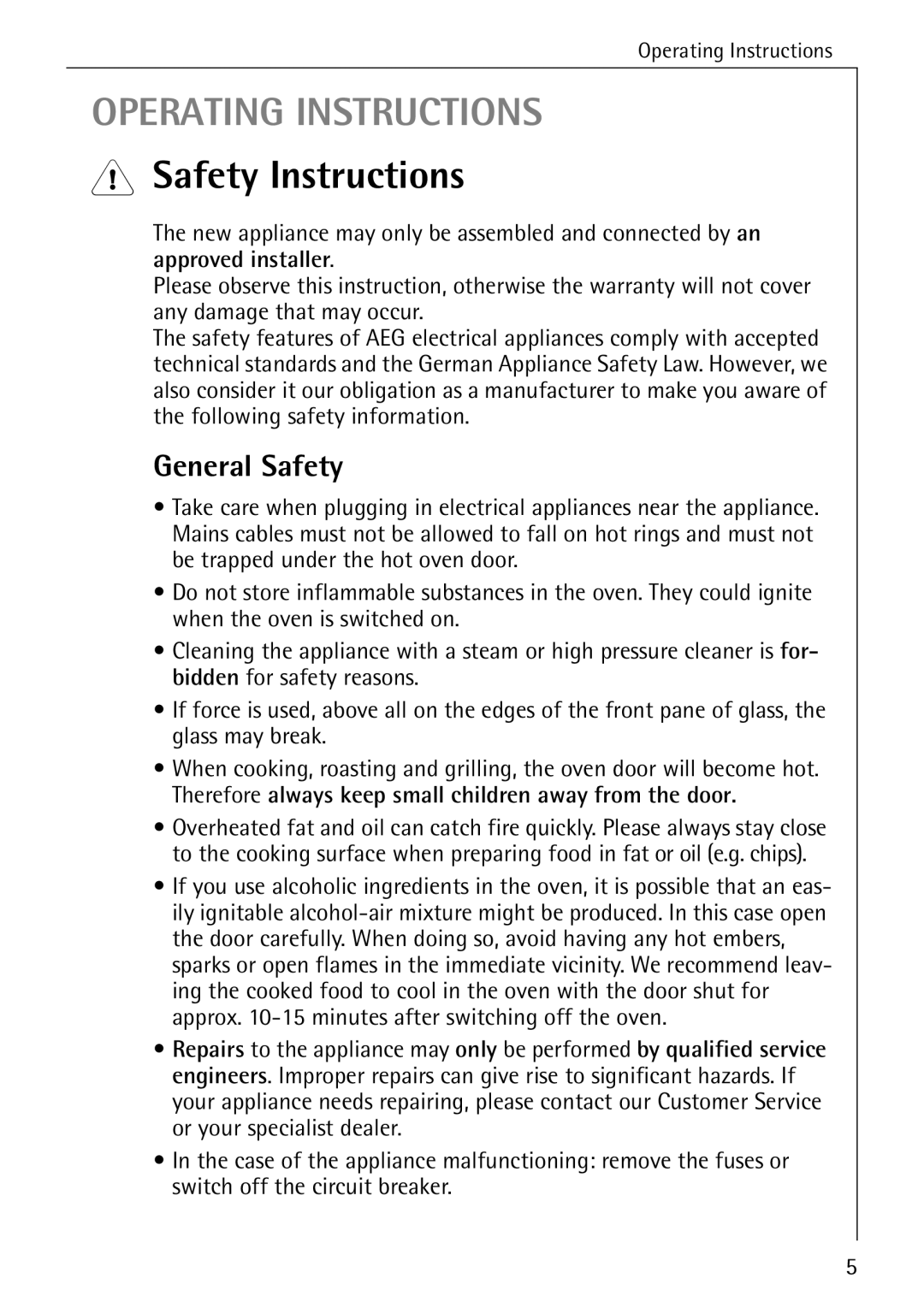 AEG 2003 F operating instructions Safety Instructions, General Safety 