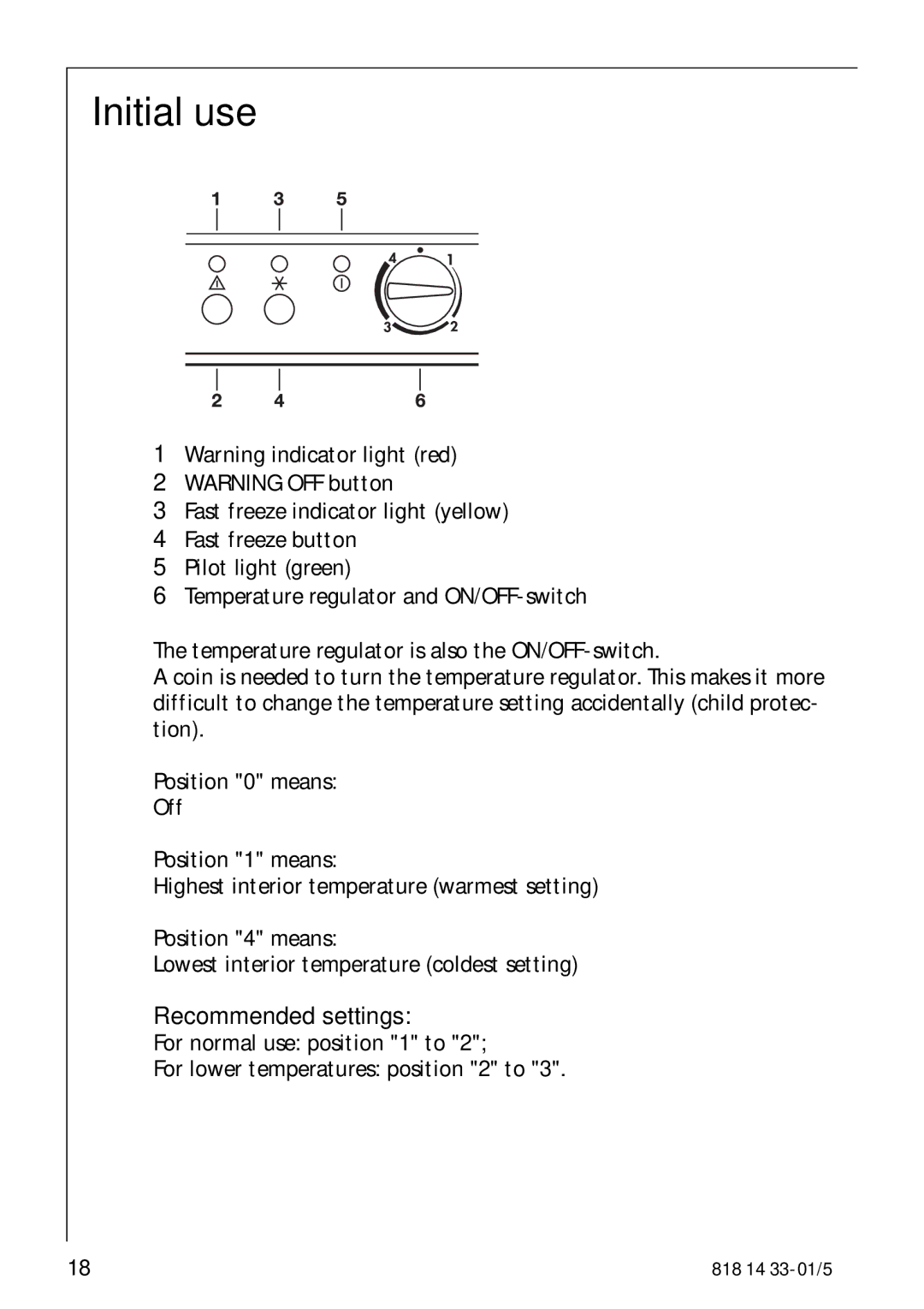 AEG 2150-6GS manual Initial use, Recommended settings 