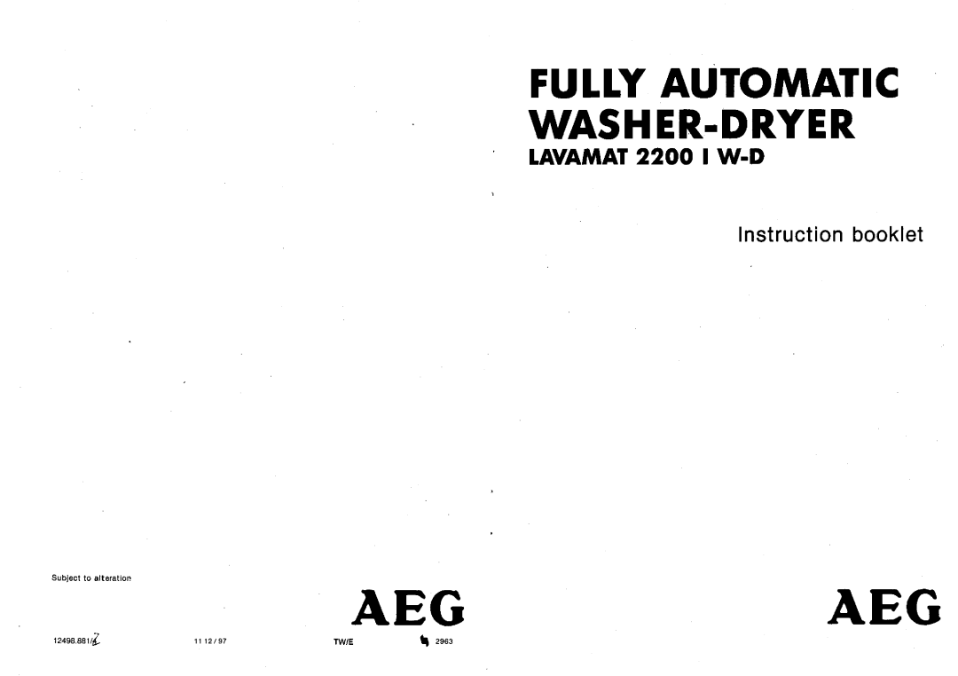 AEG 2200 I W-D manual 