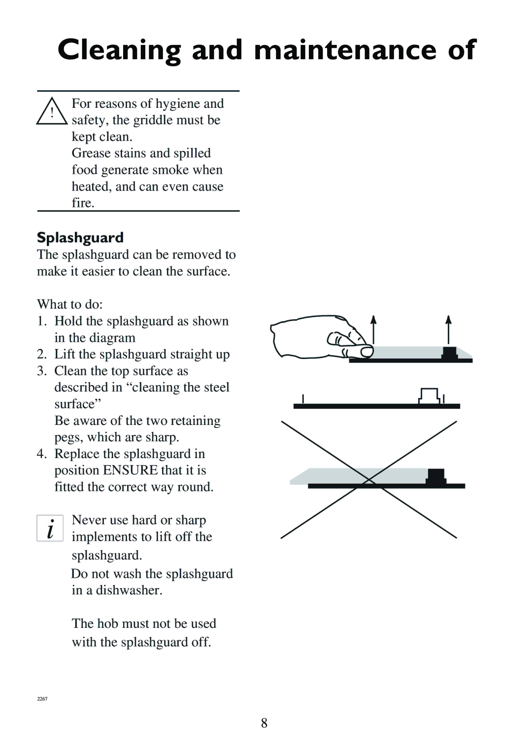 AEG 231GR-M RU 949600674 manual Cleaning and maintenance, Splashguard 