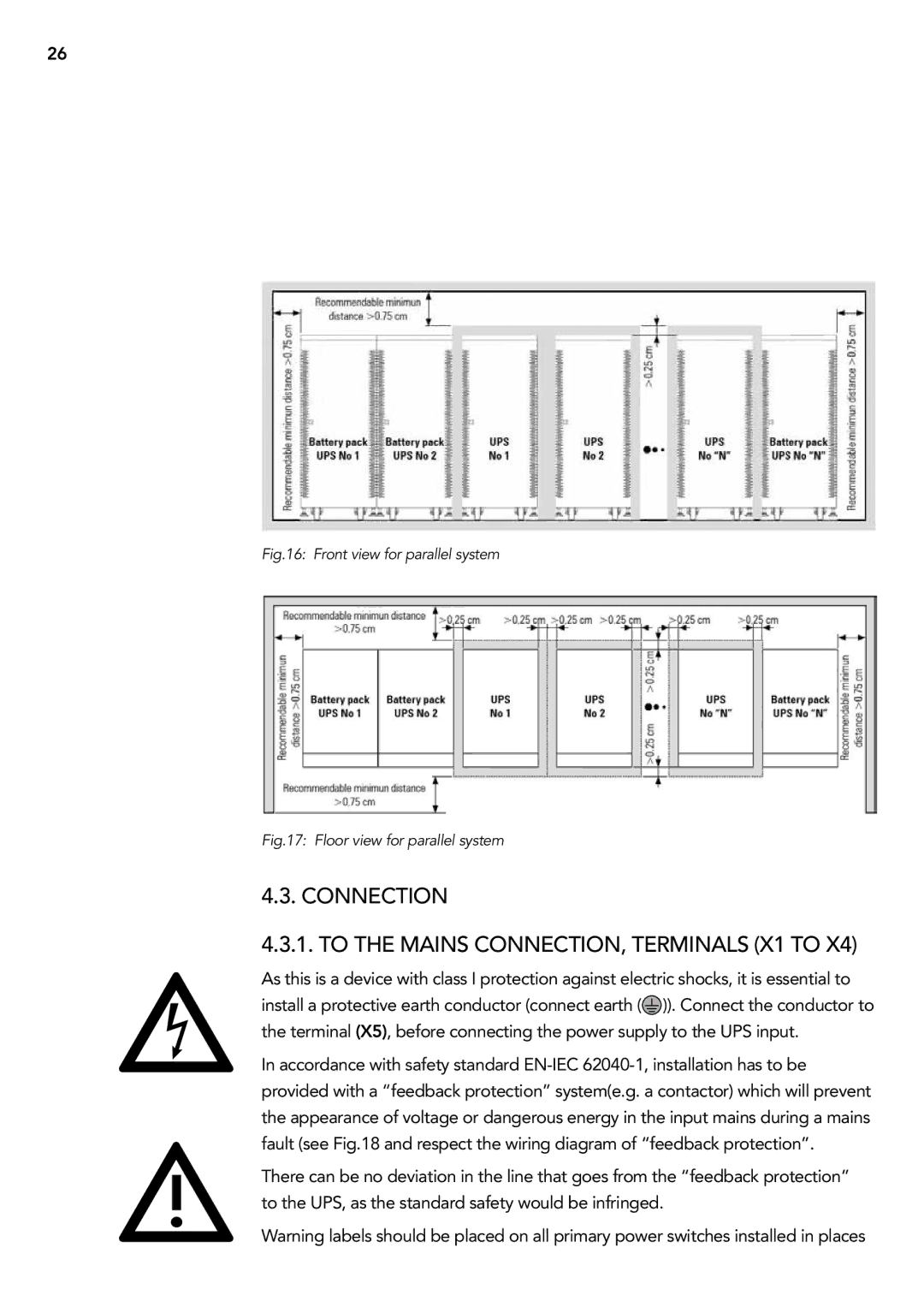 AEG 2.33 2 user manual Connection To the mains connection, terminals X1 to, Front view for parallel system 