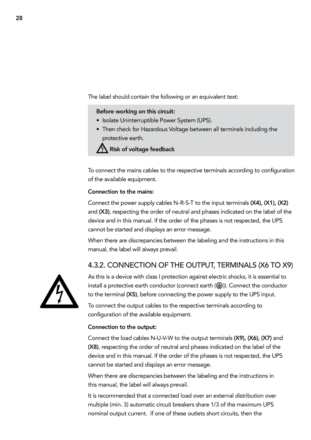 AEG 2.33 2 user manual Connection of the output, terminals X6 to 