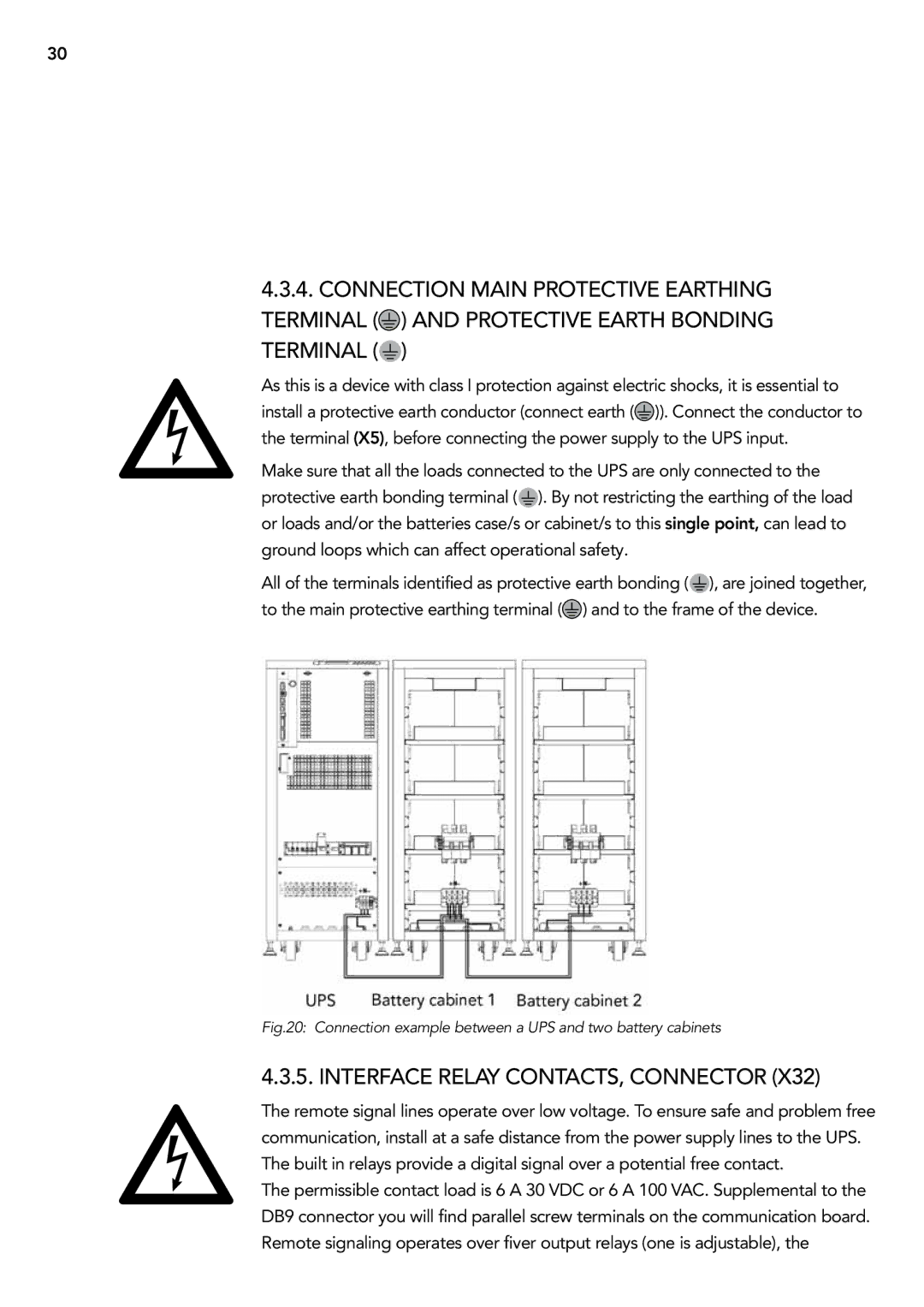 AEG 2.33 2 user manual Interface relay contacts, connector, Connection example between a UPS and two battery cabinets 