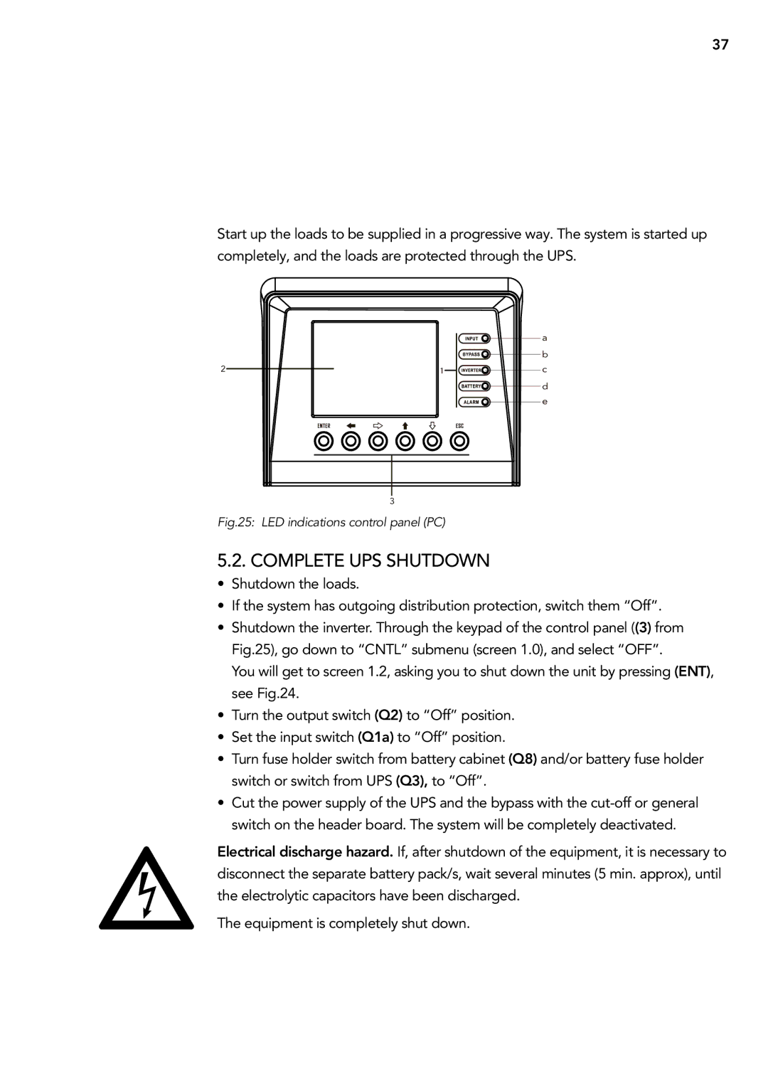 AEG 2.33 2 user manual Complete UPS shutdown, LED indications control panel PC 