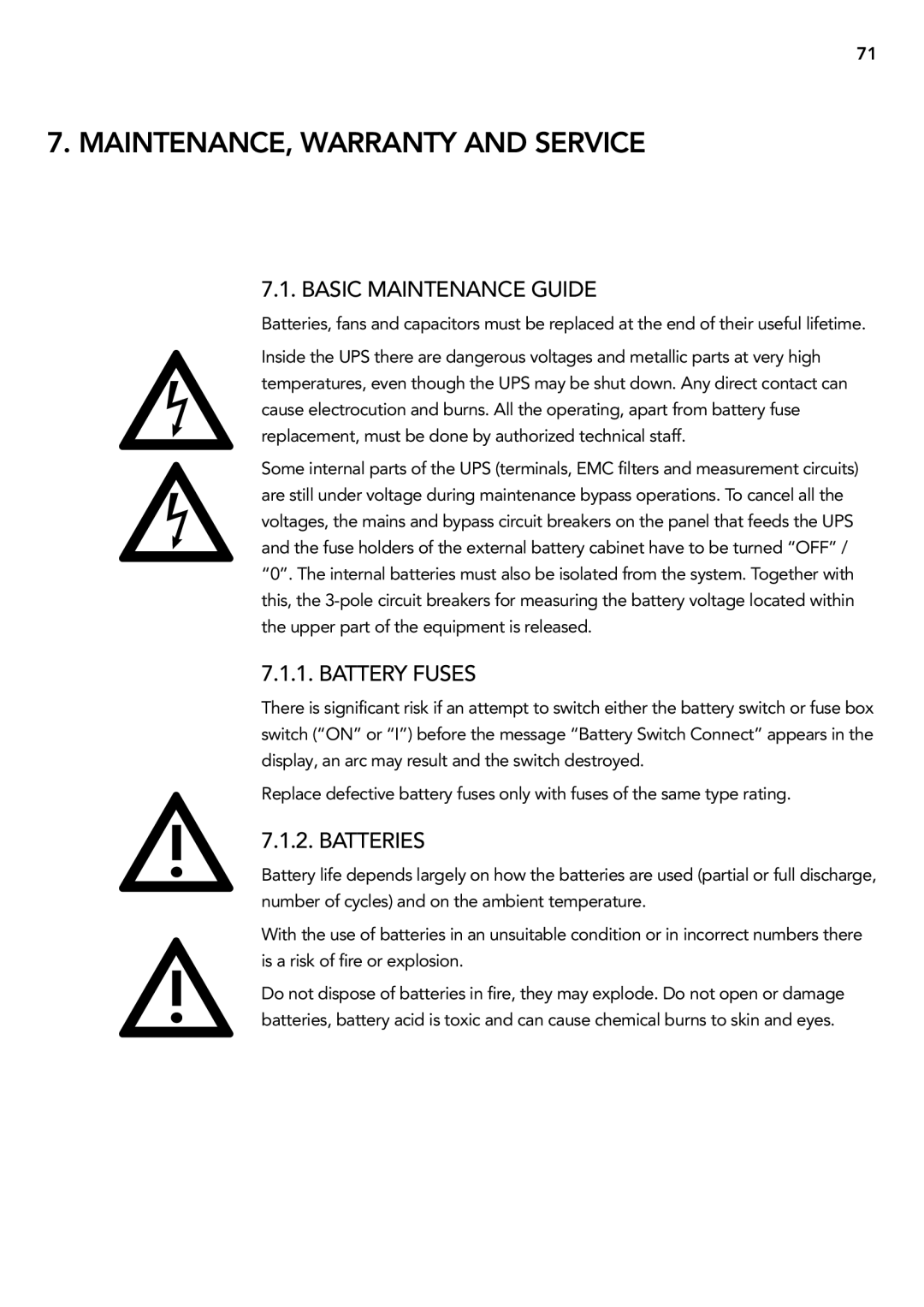 AEG 2.33 2 user manual Maintenance, warranty and service, Basic maintenance guide, Battery fuses, Batteries 