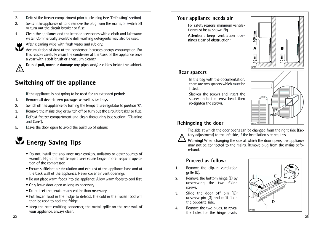 AEG 238-1 GS manual Switching off the appliance, Energy Saving Tips 