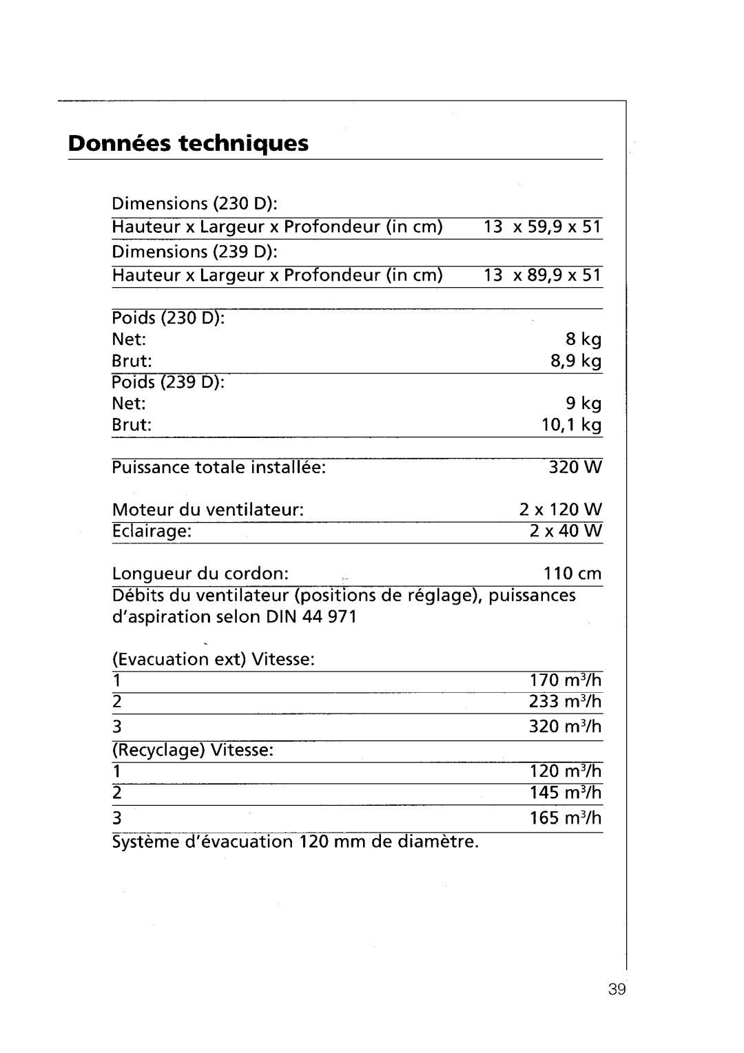 AEG 239 D, 230 D installation instructions 