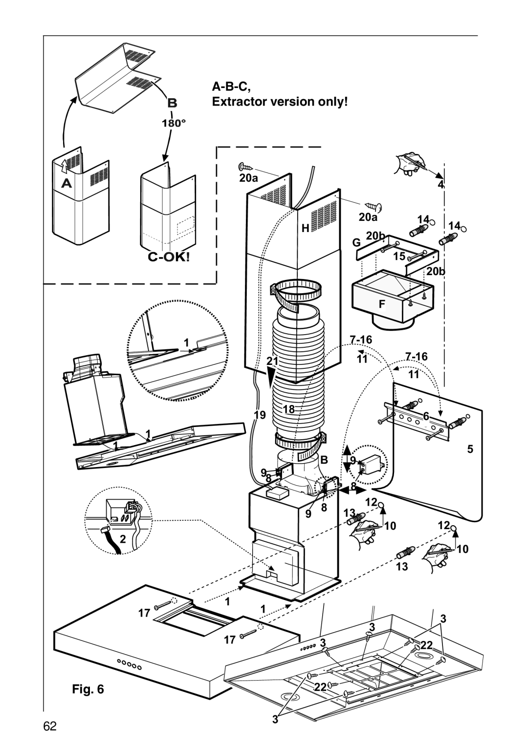 AEG 2460 D, 2490 D installation instructions Extractor version only 