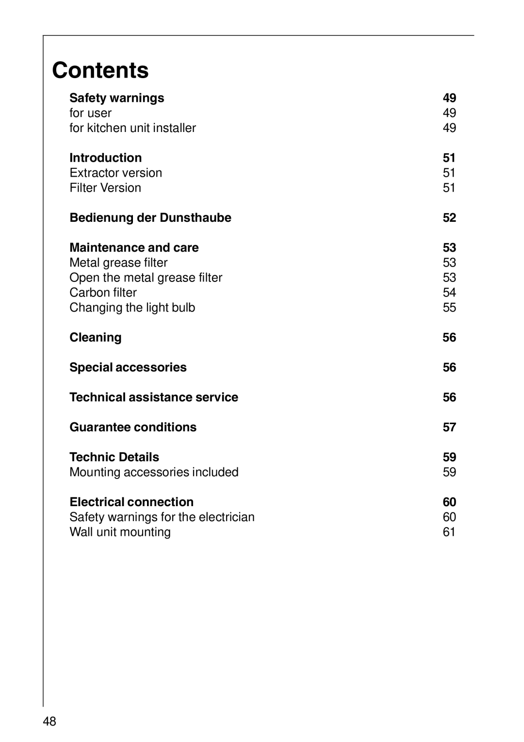 AEG 2460 D, 2490 D installation instructions Contents 