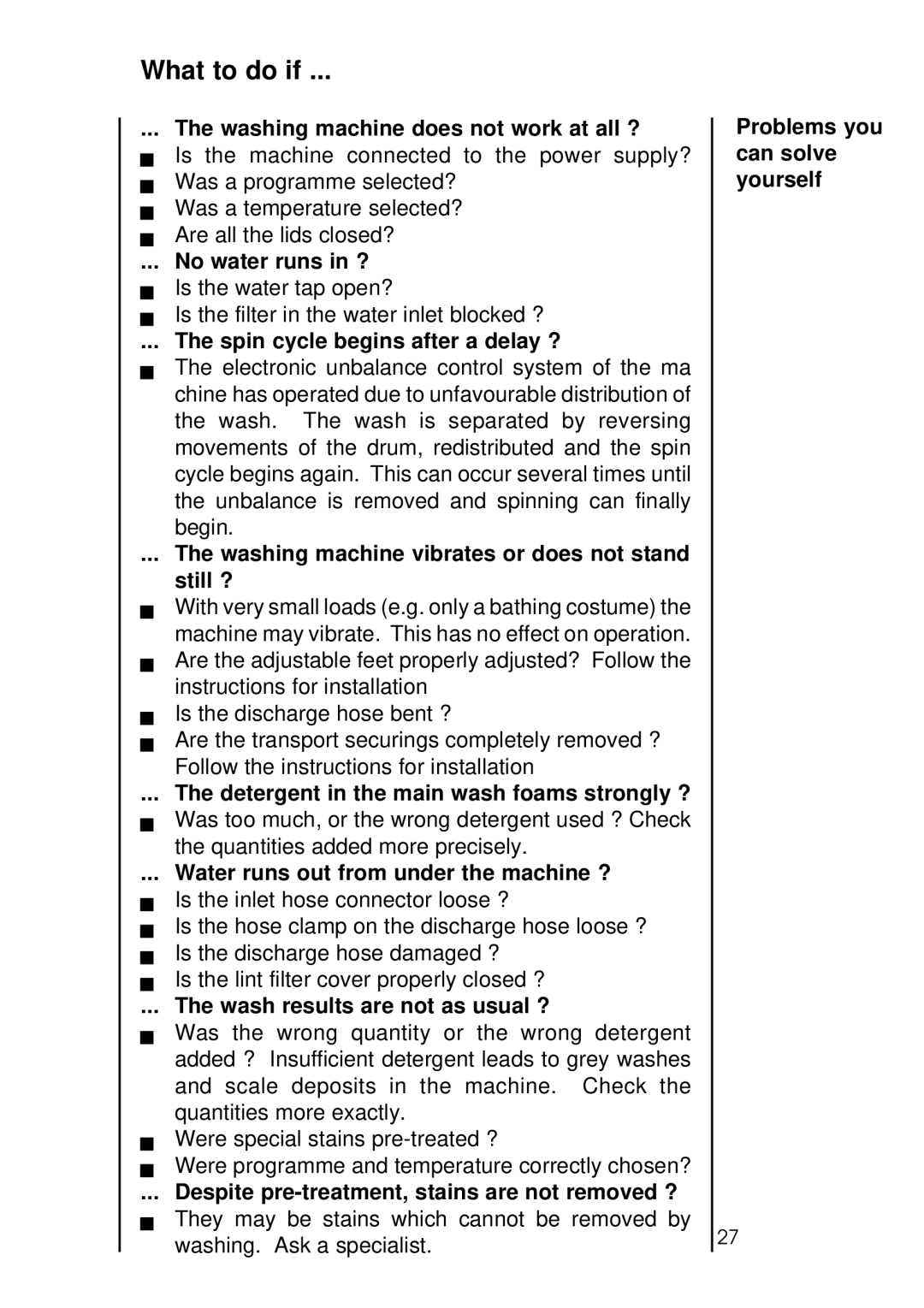 AEG 2550 manual What to do if 