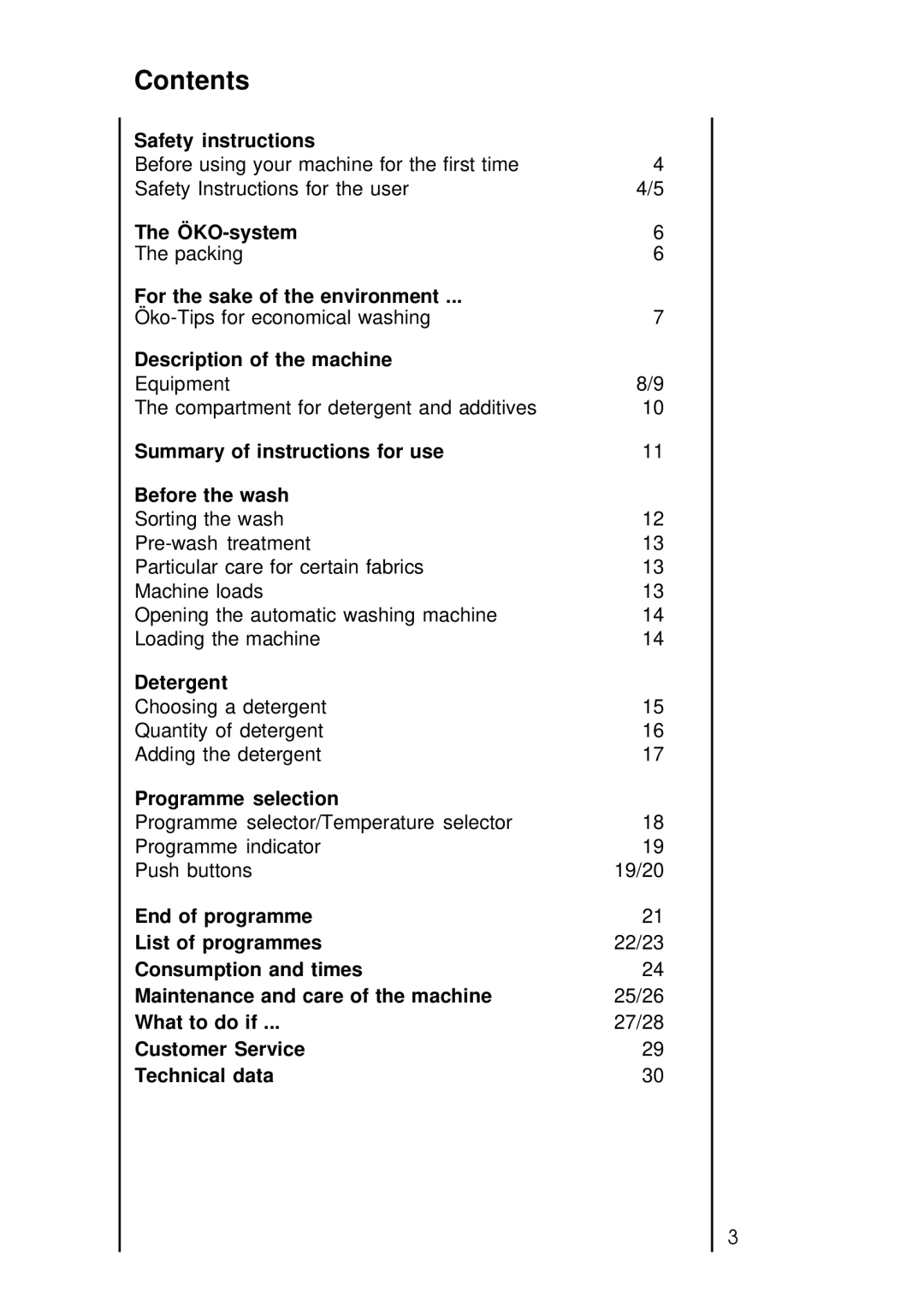 AEG 2550 manual Contents 