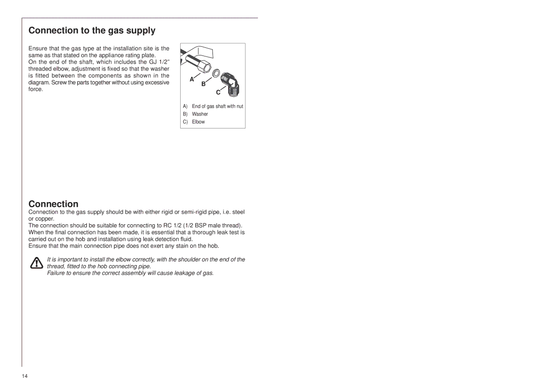 AEG 25742 GM installation instructions Connection to the gas supply 