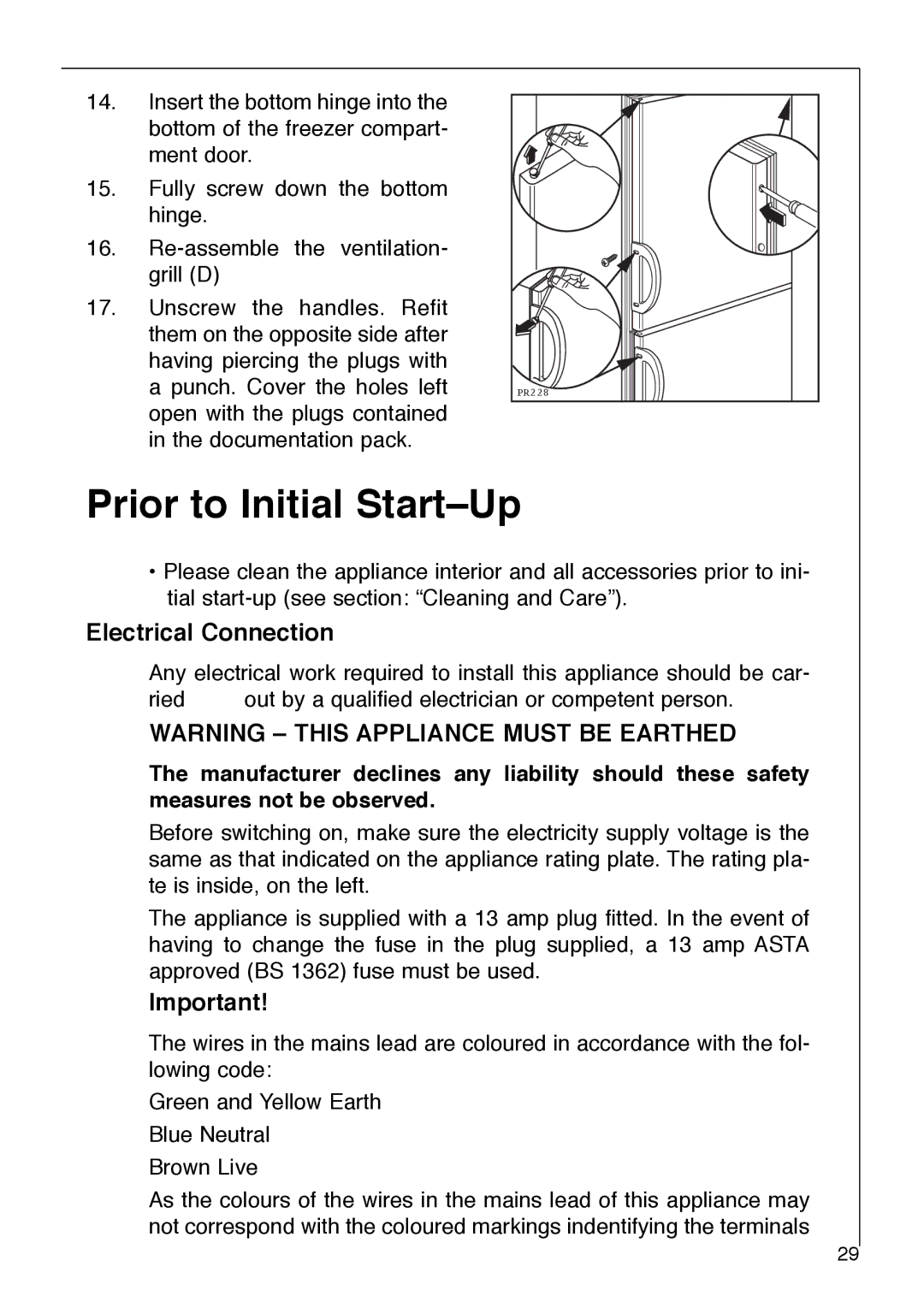 AEG 2642-6 KG manual Prior to Initial StartÐUp, Electrical Connection 