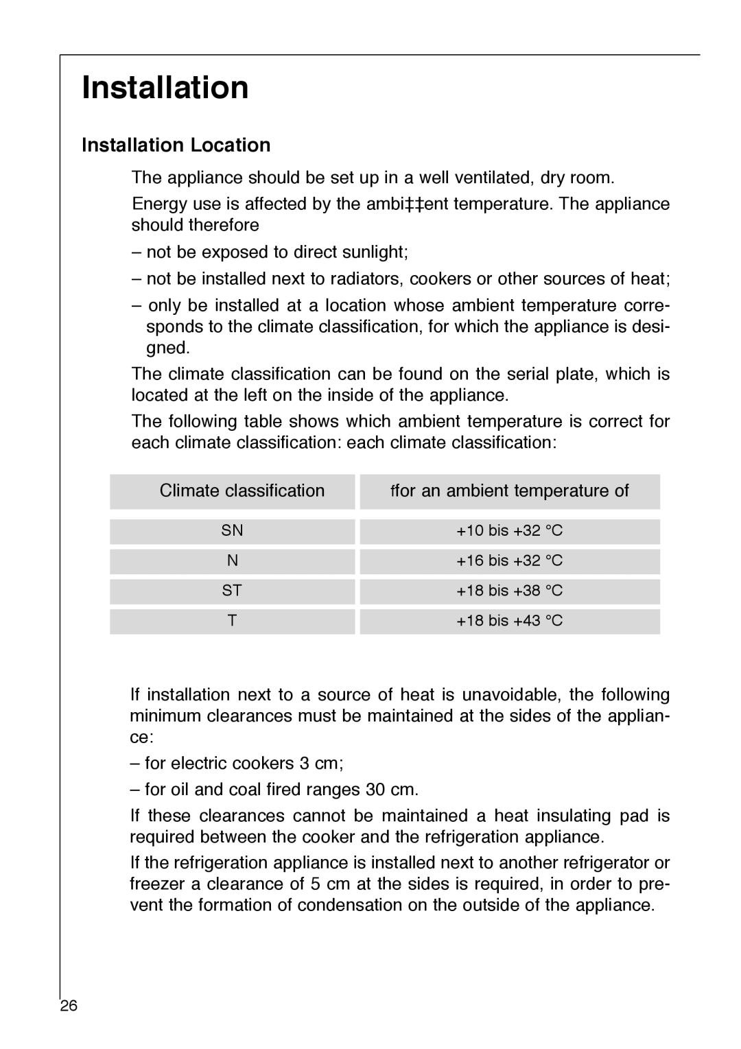 AEG 2642-6 KG manual Installation Location 