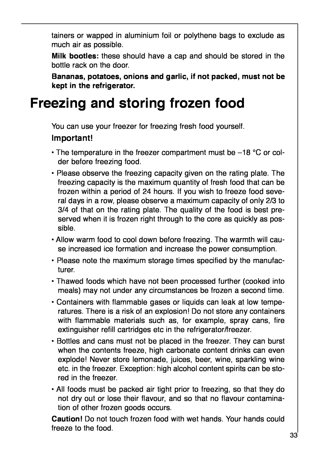 AEG 2642-6 KG manual Freezing and storing frozen food 