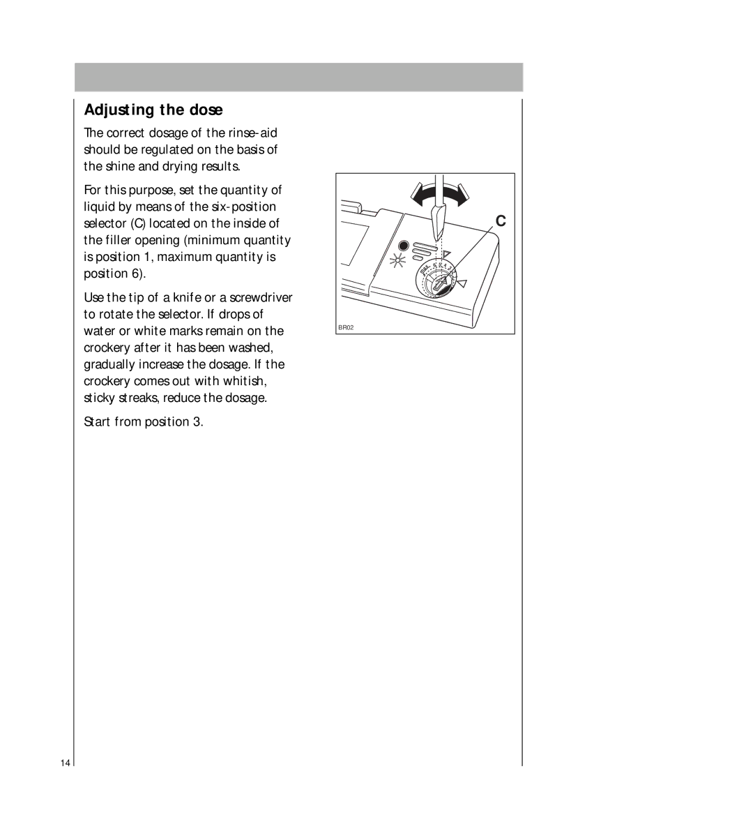 AEG 2807 manual Adjusting the dose 