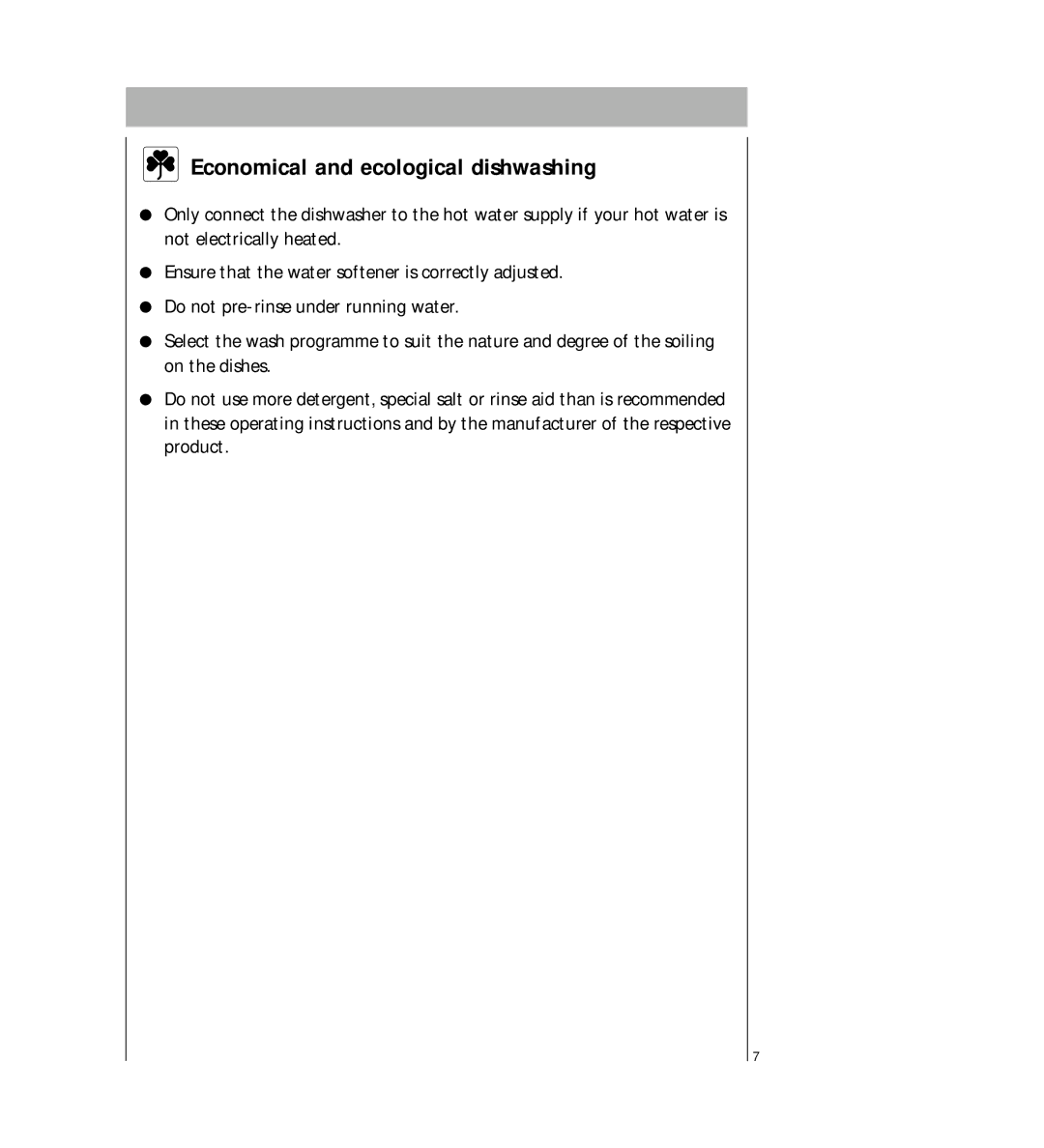 AEG 2807 manual Economical and ecological dishwashing 
