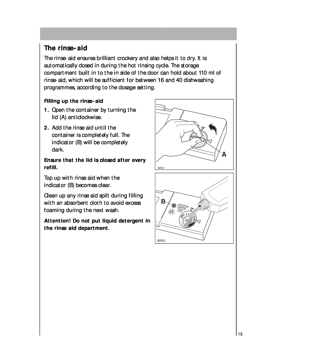 AEG 2807 manual The rinse-aid 