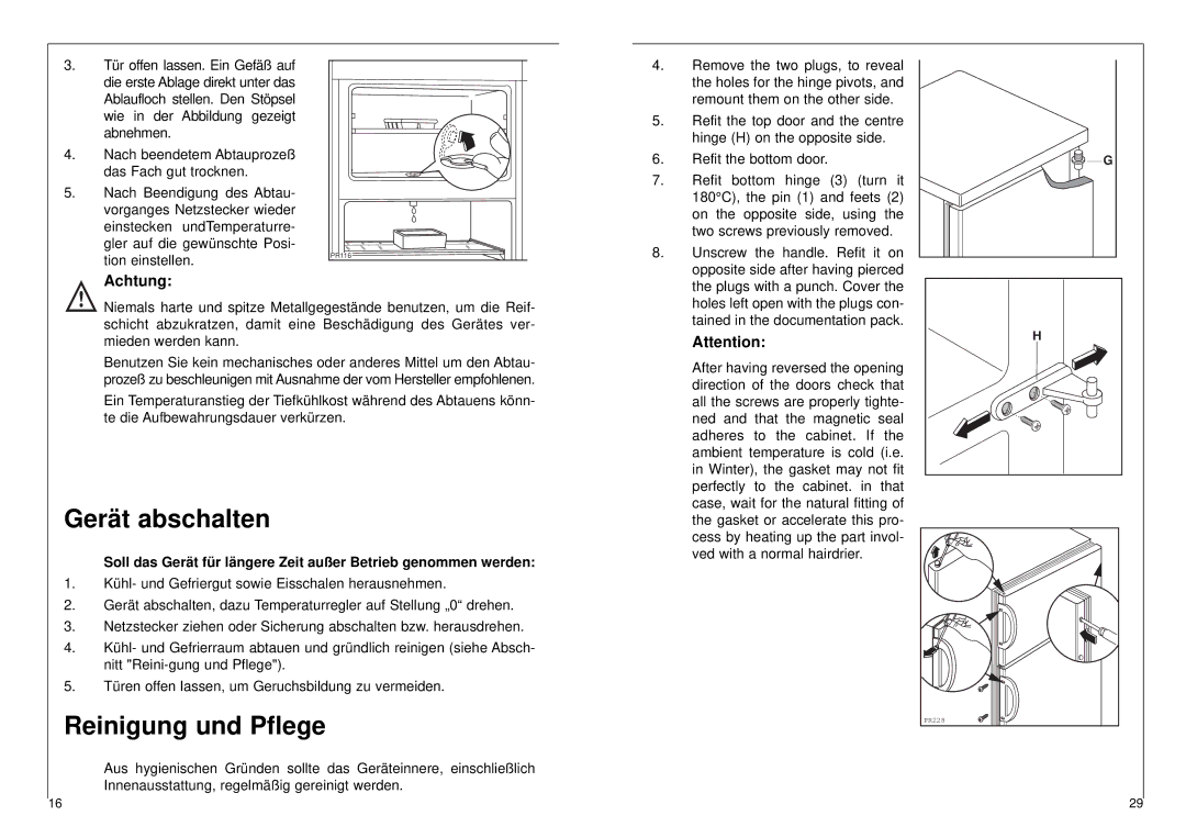 AEG 2842-6 DT manual Gerät abschalten, Reinigung und Pflege 