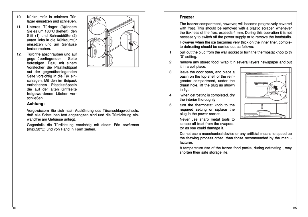 AEG 2842-6 DT manual Freezer, Achtung 
