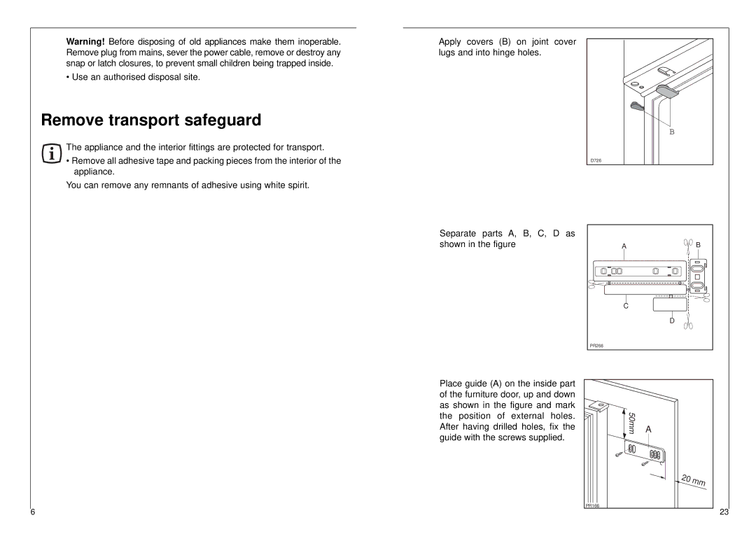 AEG 2842-6 I installation instructions Remove transport safeguard 