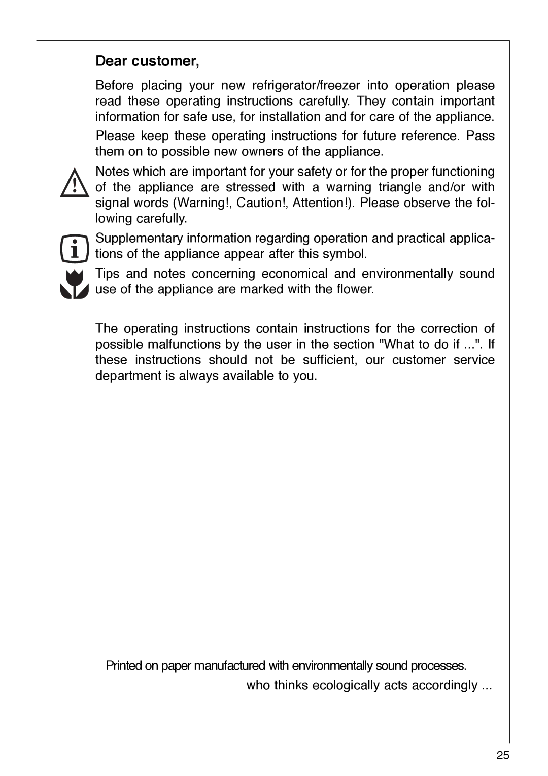 AEG 290-6I installation instructions Dear customer 