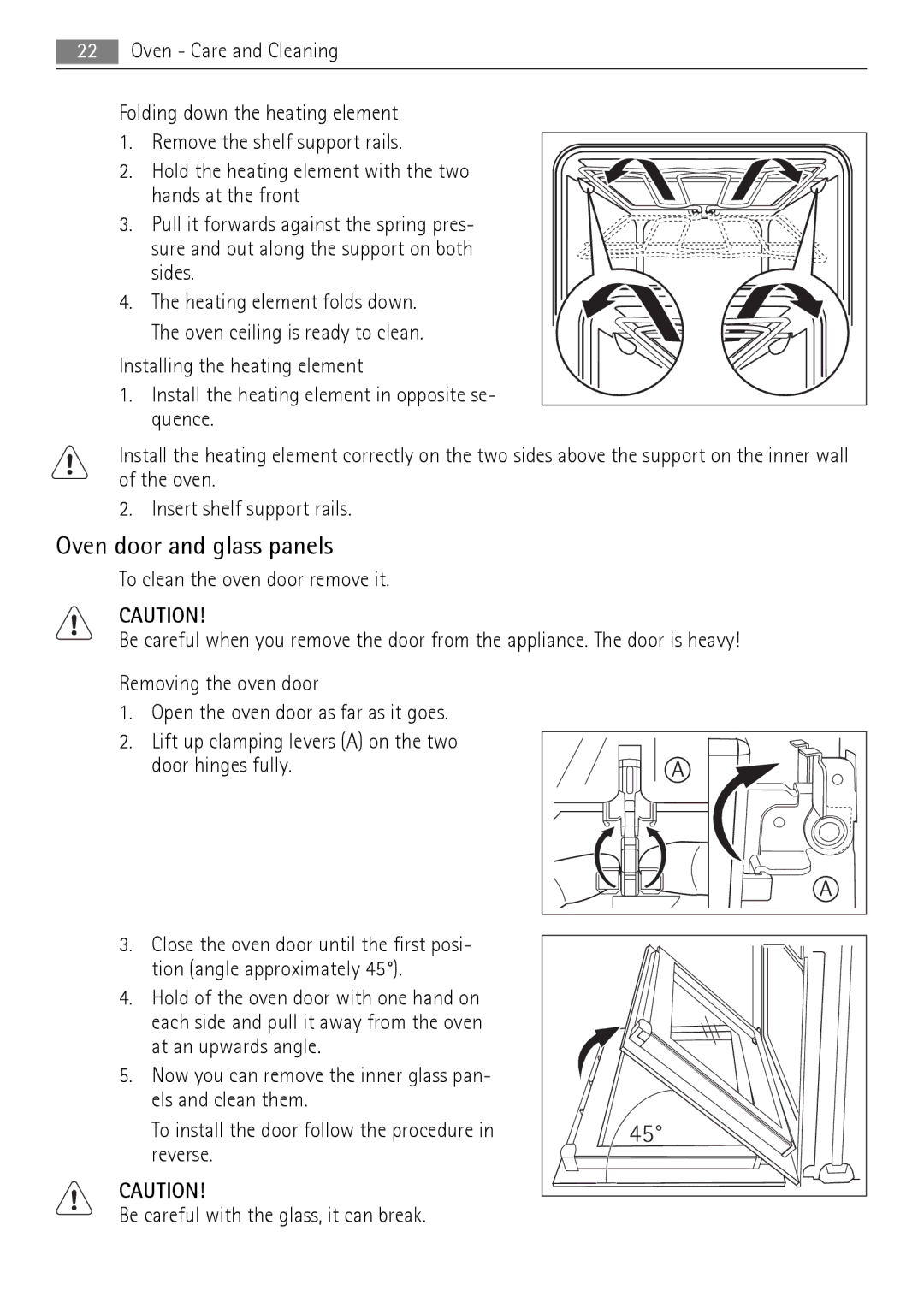 AEG 30006FF user manual Oven door and glass panels 