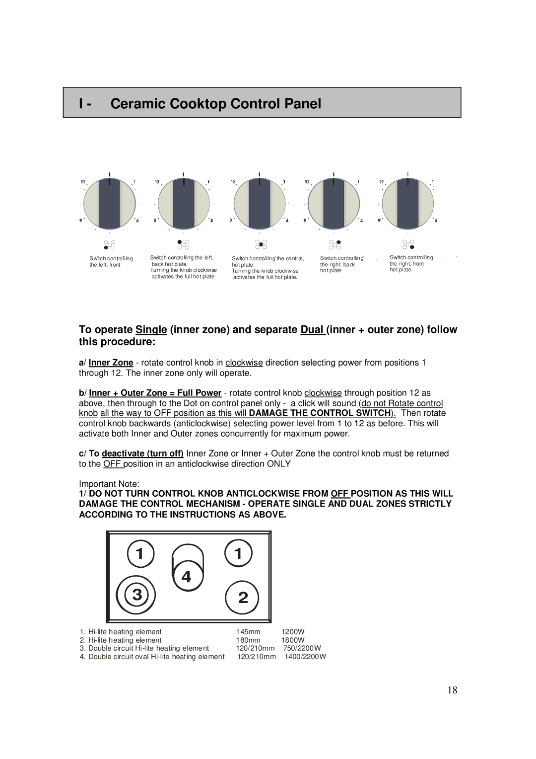 AEG 3009VNMM, 3009VNM-M user manual Ceramic Cooktop Control Panel 