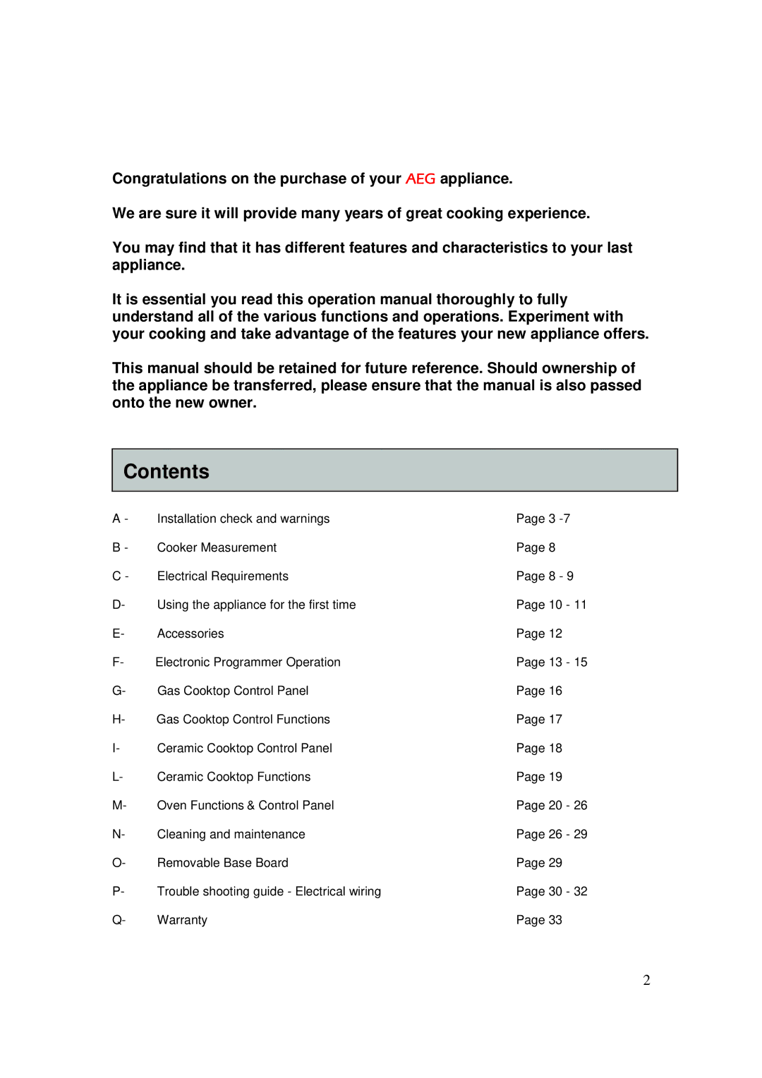 AEG 3009VNMM, 3009VNM-M user manual Contents 