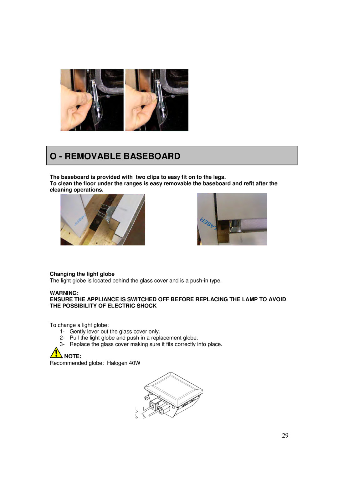 AEG 3009VNM-M, 3009VNMM user manual Removable Baseboard 