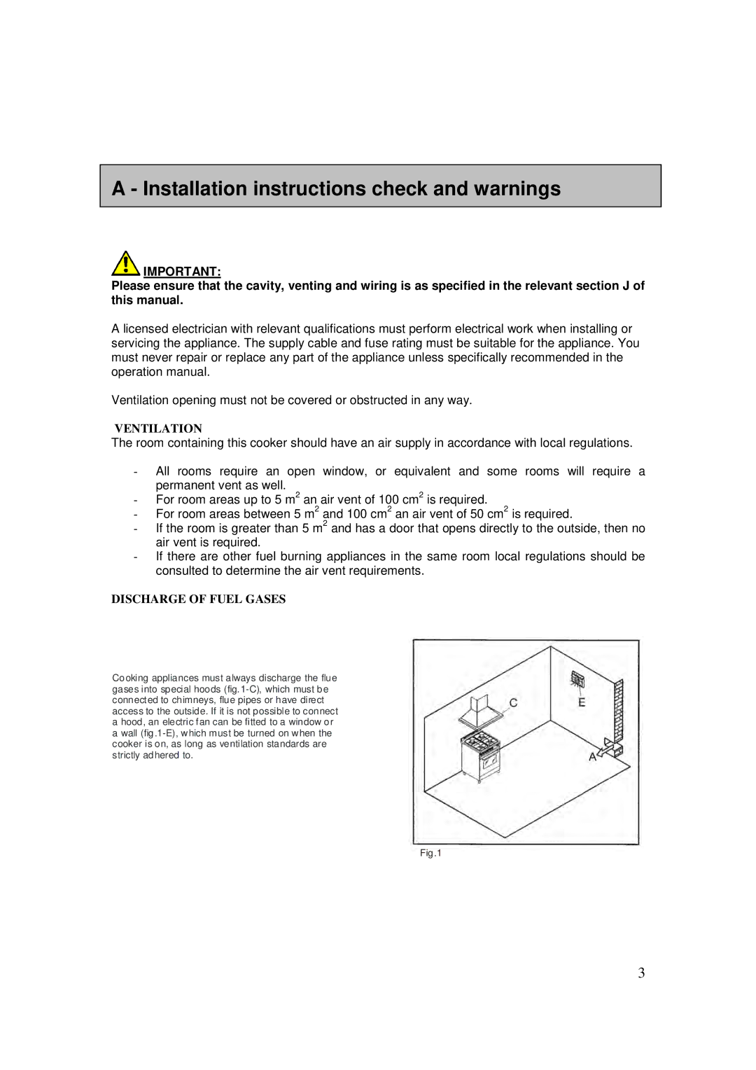 AEG 3009VNM-M, 3009VNMM user manual Installation instructions check and warnings, Ventilation 