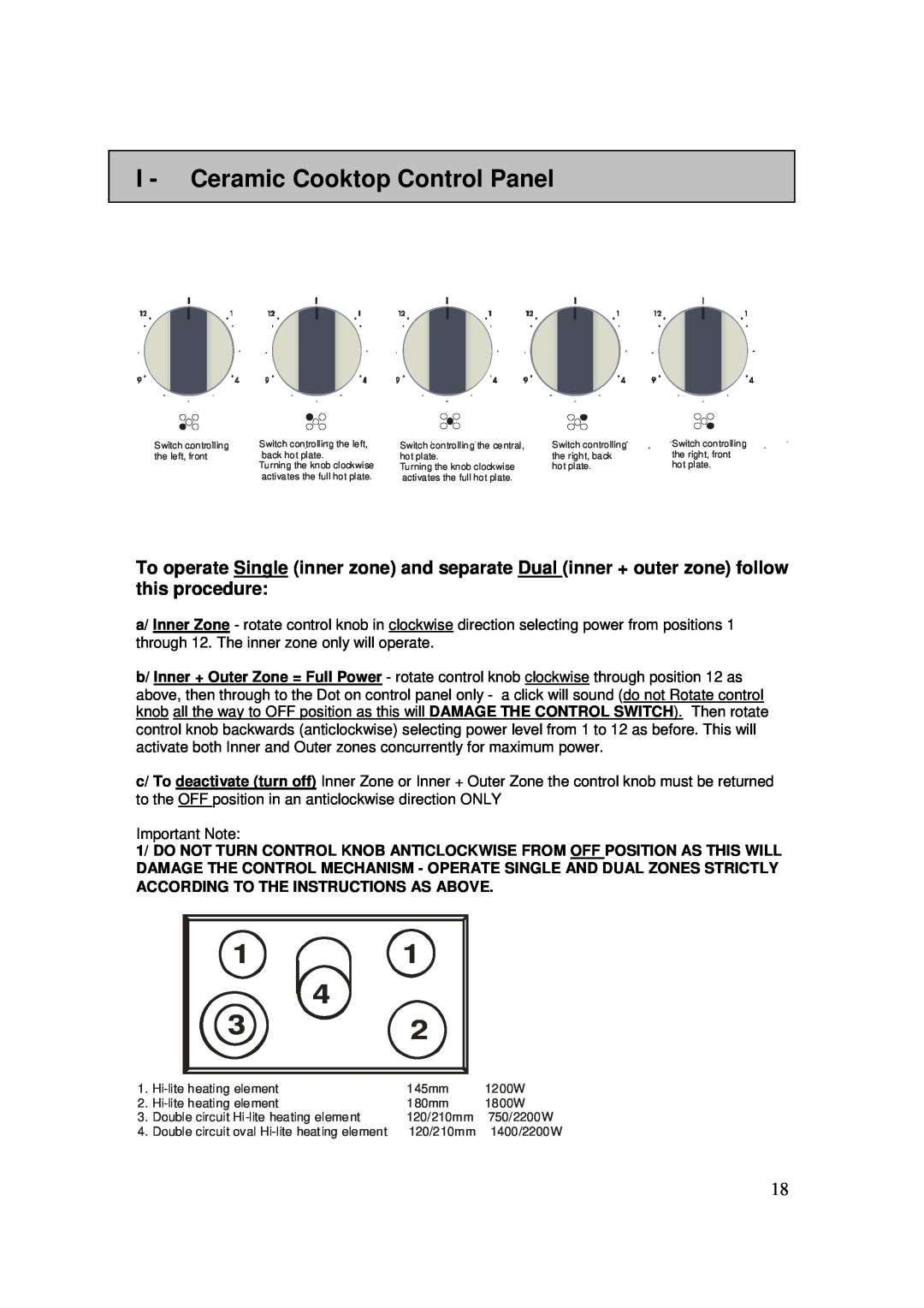 AEG 3009VNMM, 3009VNM-M user manual I - Ceramic Cooktop Control Panel 